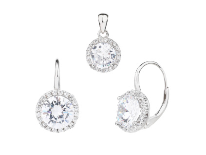 6534 6534 6534 13628 stribrna souprava kulata zariva ciry kamen bily zirkon klasike zapinani sperky bealio