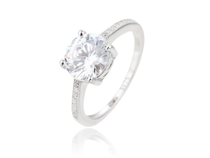 Stříbrný prsten VÝRAZNÝ solitér (Velikost prstenu 64)