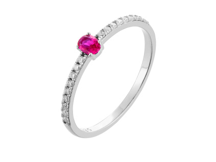 6564 stribrny prsten ovalny cerveny velikost prstenu 63