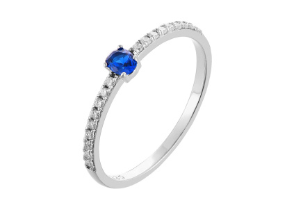Stříbrný prsten OVÁLNÝ modrý (Velikost prstenu 63)