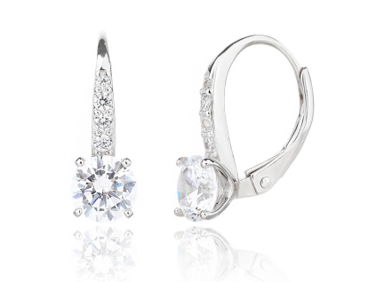 6591 13619 stribrne nausnice klasicky pevny patent kulate ciry kamen bily zirkon sperky bealio