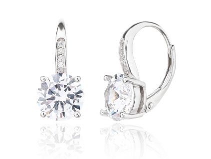 6597 13656 stribrne nausnice klasicky pevny patent kulate ciry kamen bily zirkon sperky bealio