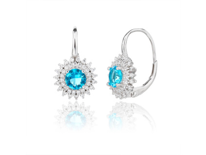 6606 6606 13634 stribrne nausnice klasicky patent ciry kamen modry bily zirkon sperky bealio