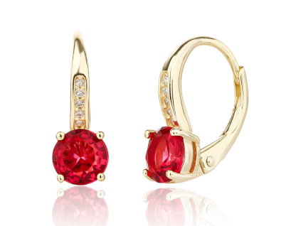 6615 6615 13655 stribrne nausnice kulate zlacene yellow klasicky pevny patent ciry kamen cerveny rubin zirkon sperky bealio