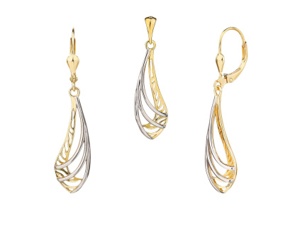 6618 6618 13674 stribrna souprava zlacena yellow visaci klasicky pevny patent bez kamene sperky bealio