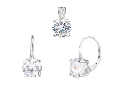 6645 13616 stribrna souprava klasicky pevny patent ciry kamen bily zirkon sperky bealio