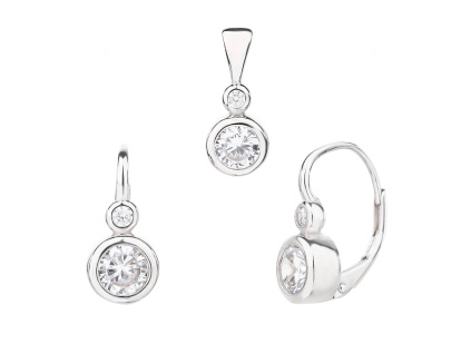 6648 13672 stribrna souprava lucky klasicky pevny patent ciry kamen bily zirkon sperky bealio