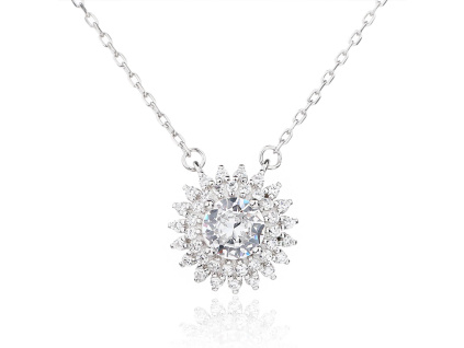 Stříbrný náhrdelník ZÁŘIVÝ bílý (Délka řetízku 40+5 cm)