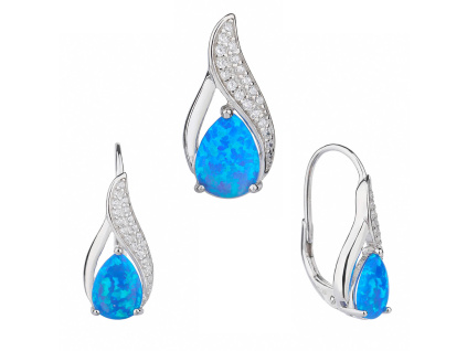 6699 6699 09266 stribrna souprava slza vlnka klasicky pevny patent kamen modry opal sperky bealio