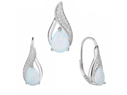 6702 6702 09264 stribrna souprava slza vlnka klasicky pevny patent kamen bily opal sperky bealio