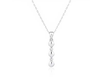 6726 13815 stribrny nahrdelnik krouzky kolecka visaci ciry kamen bily zirkon sperky bealio