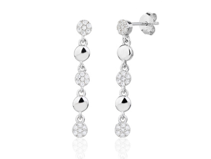 13822 Stribrne nausnice visaci kvetina ciry kamen bily zirkon sperky BEALIO