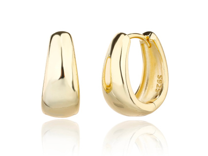 13733 Stribrne nausnice kulate ovalne zlacene 14K zlatem frncouzske zapinani sperky BEALIO