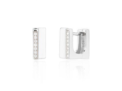 13749 Stribrne nausnice u tvar oblouce ciry kamen bily zirkon sperky BEALIO