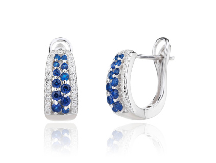 13758 Stribrne nausnice francouzske safir ciry kamen modry zirkon sperky BEALIO