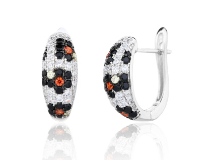 6813 13772 stribrne nausnice kvetinovy vzor cerny barevny zirkon sperky bealio