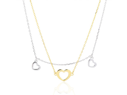 6816 13918 stribrny nahrdelnik srdce srdicka pozlacene 14k zlatem mix stribro sperky bealio