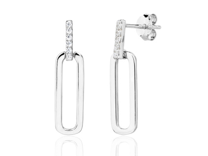 6846 13906 stribrne nausnice ovalne hranate visaci pecky na puzetu ciry kamen bily zirkon sperky bealio