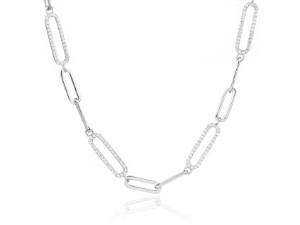 13898 Stribrny nahrdelnik retizky retizek ovalky propojene ciry kamen bily zirkon sperky BEALIO