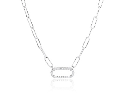 6861 13896 stribrny nahrdelnik ovalny ovalky retez retizek ciry kamen bily zirkon sperky bealio