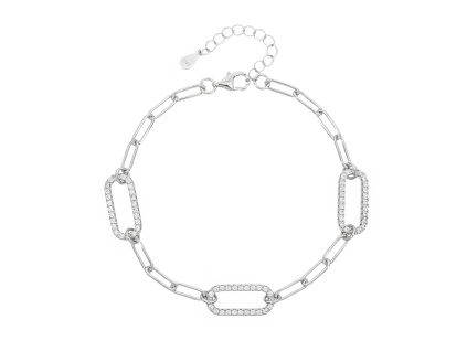 6870 13891 stribrny naramek ovalky retizky retez ciry kamen bily zirkon sperky bealio