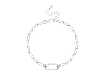 6873 13895 stribrny naramek ovalky retez retizek ciry kamen bily zirkon sperky bealio