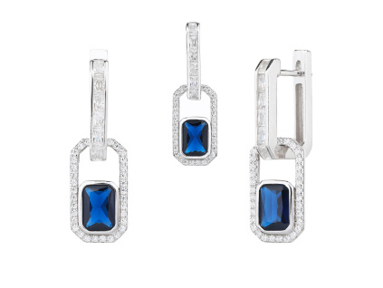 6894 13901 stribrne nausnice visaci francouzske zapinani safir modry kamen modry zirkon sperky bealio