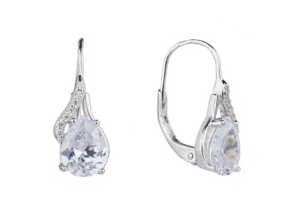 68 68 68 06627 stribrne nausnice slza vlnka ciry kamen bily zirkon sperky bealio