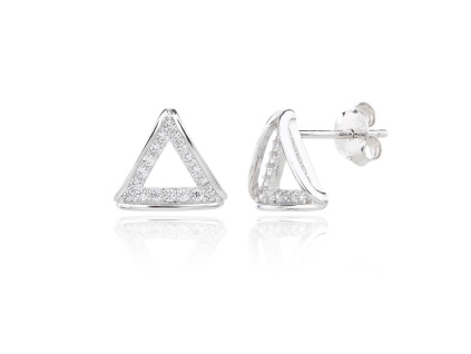6924 13856 stribrne nausnice pecky na puzetu trojuhelnik ciry kamen bily zirkon sperky bealio