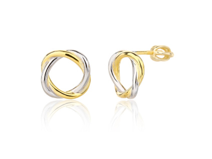 13997 Stribrne nausnice pozlacene 14K zlatem pecky sroubek kolecko kruh sperky BEALIO
