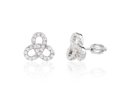 13792 Stribrne nausnice ornament ciry kamen bily zirkon pecky na sroubek sperky BEALIO