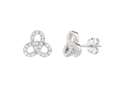 13789 Stribrne nausnice ornament ciry kamen bily zirkon pecky puzeta sperky BEALIO