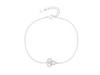 13790 Stribrny naramek trojlistek propojeny ciry kamen bily zirkon sperky BEALIO