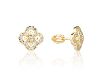 13813 Stříbrné náušnice pecky na šroubek čirý kámen bílý zirkon ornament šperky BEALIO