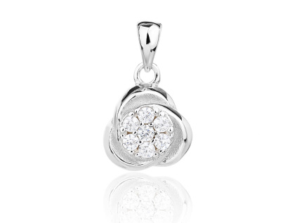 13865 Stribrny privesek trojlistek list ciry kamen bily zirkon sperky BEALIO