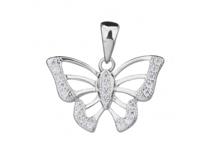 03819 Stříbrný přívěsek motýl s kameny bílý zirkon šperky BEALIO