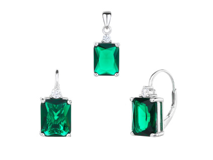7106 13941 stribrna souprava smaragd klasicky pevny patent ciry kamen zeleny zirkon sperky bealio