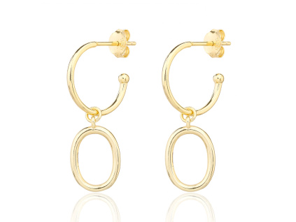 13724 Stříbrné náušnice zlacené 14K zlatem visací pecky na puzetu šperky BEALIO