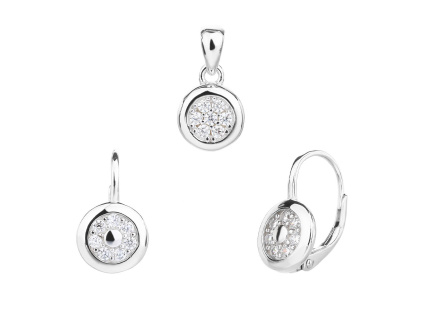 7124 13871 stribrna souprava kulata kolecko ciry kamen bily zirkon klasicky pevny patent sperky bealio