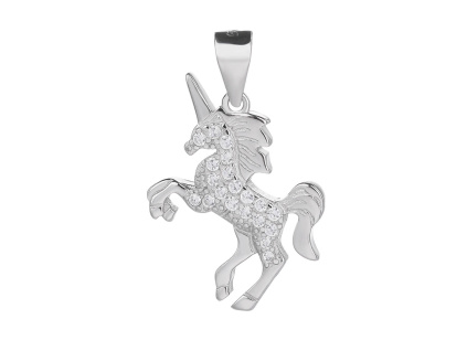 714 stribrny privesek jednorozec zarivy