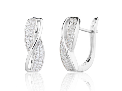 13831 Stribrne nausnice propojene francouzske zapinani ciry kamen bily zirkon sperky BEALIO