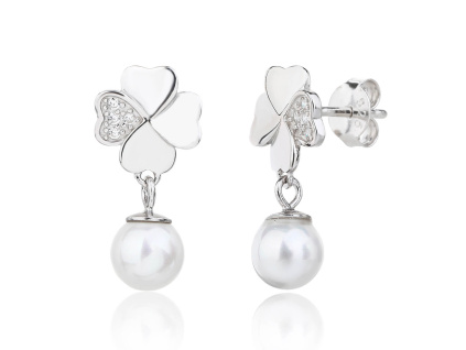 7166 13779 stribrne nausnice pecky puzeta ctyrlistek ricni perla sperky bealio