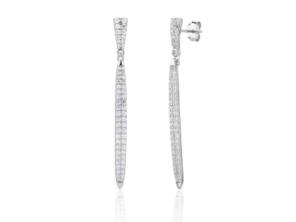 13777 Stribrne nausnice visaci protahle puzeta pecky ciry kamen bily zirkon sperky BEALIO
