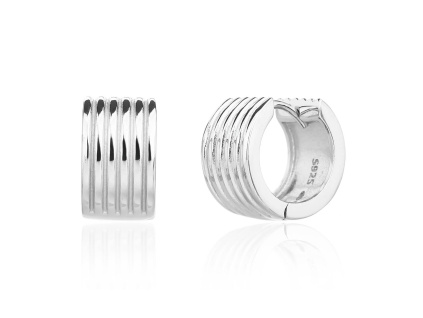 13736 Stribrne nausnice spojené kruhy leskle francouzsky patent zapinani bez sperky BEALIO