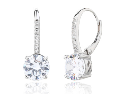 7205 13937 stribrne nausnice klasicky pevny patent ciry kamen bily zirkon sperky bealio