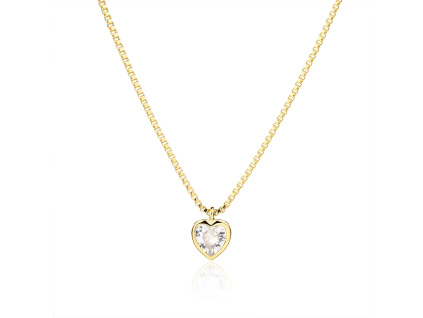 7238 14215 stribrny nahrdelnik zlaceny pozlaceny srdce srdicko ciry kamen bily zirkon sperky bealio