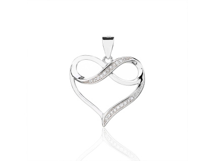 7256 14231 stribrny privesek srdce srdicko nekonecno infinity ciry kamen bily zirkon sperky bealio