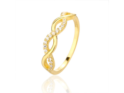 7265 14233 stribrny prsten nekonecno vlnky ciry kamen bily zirkon infinity zlaceny pozlacene sperky bealio