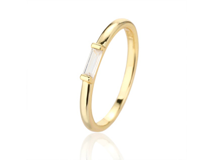 7277 14237 stribrny prsten pozlaceny zlaceny obdelnik soliter bily kamen zirkon sperky bealio