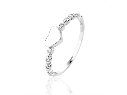 14117 Stribrny prsten srdce srdicko ciry kamen bily zirkon sperky BEALIO